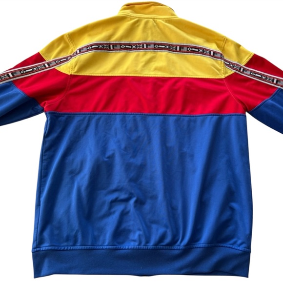 Rebel Minds Men’s Color-block Blue Red Yellow Front Full Zip Jacket - Size 2XL - Picture 2 of 10